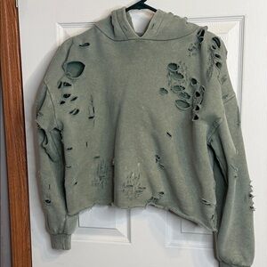 Gilded Intent Olive Distressed Hoodie